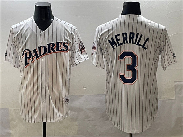 Jackson Merrill San Diego Padres white Throwback jersey