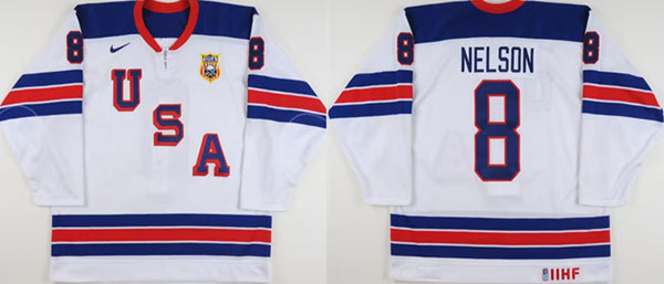 Brock Nelson Team USA Hockey white jersey