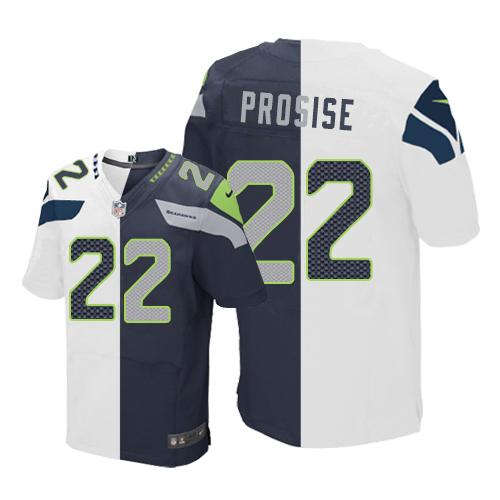 C J Prosise White-Steel Seattle Seahawks blue Elite jersey
