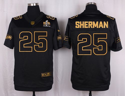Richard Sherman Seattle Seahawks black Gold Collection jersey