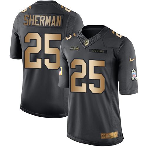Richard Sherman Seattle Seahawks black Salute To Service jersey