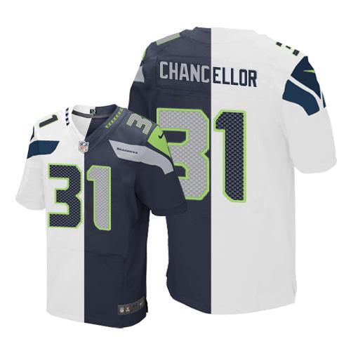 Kam Chancellor White-Steel Seattle Seahawks blue Elite jersey