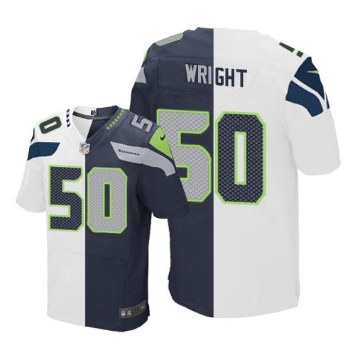 KJ Wright White-Steel Seattle Seahawks blue Elite jersey