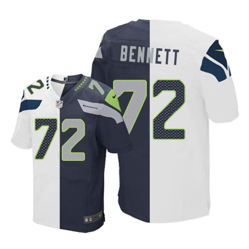 Michael Bennett White-Steel Seattle Seahawks blue Elite jersey