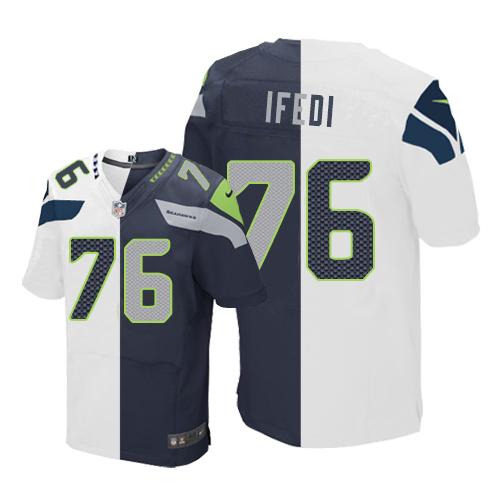 Germain Ifedi White-Steel Seattle Seahawks blue Elite jersey