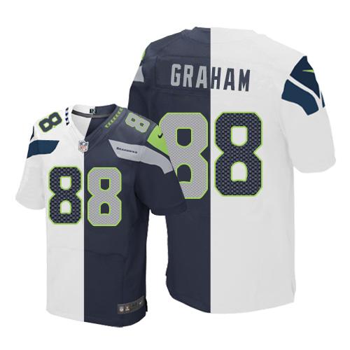 Jimmy Graham White-Steel Seattle Seahawks blue Elite jersey