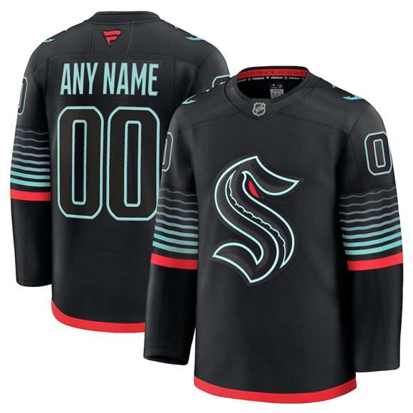 Custom Seattle Kraken black Alternate jersey