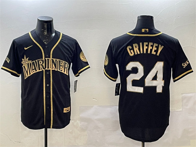 Ken Griffey Jr Seattle Mariners black-gold jersey