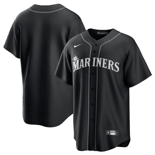 Custom Seattle Mariners black Lights Out jersey