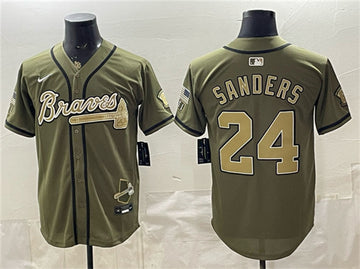 Deion Sanders Atlanta Braves olive jersey