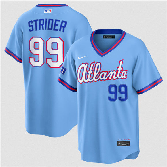 Spencer Strider Atlanta Braves blue City Connect jersey