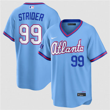 Spencer Strider Atlanta Braves blue City Connect jersey