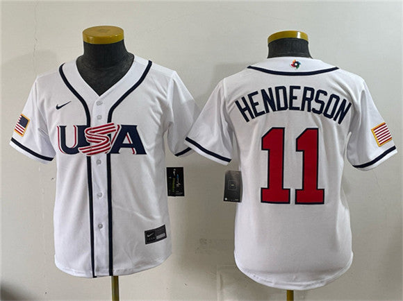 Gunnar Henderson USA Baseball white Classic jersey