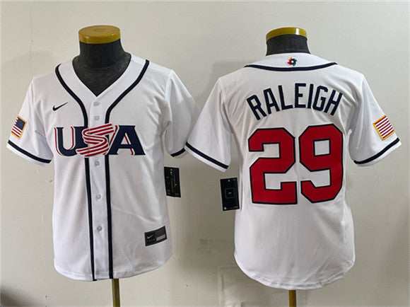 Cal Raleigh USA Baseball white Classic jersey