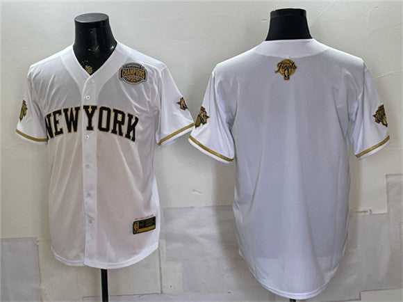 Blank White New York Knicks gold jersey