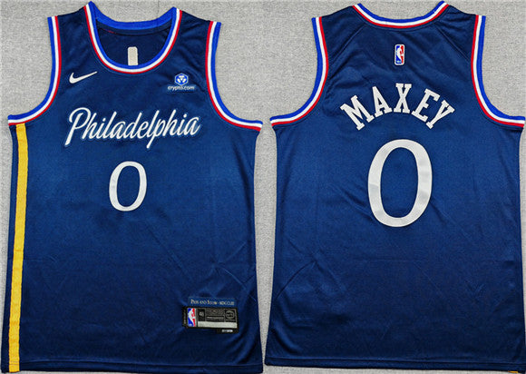 Tyrese Maxey Philadelphia 76ers navy City Edition jersey