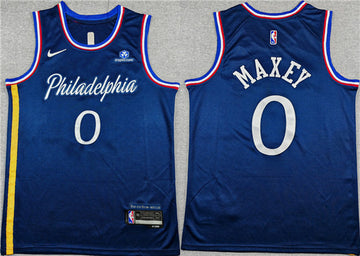 Tyrese Maxey Philadelphia 76ers navy City Edition jersey
