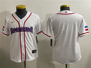 Custom Dominican Republic Baseball white Classic jersey
