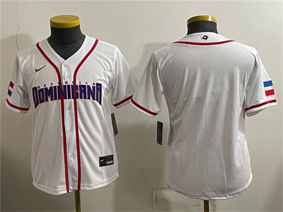 Custom Dominican Republic Baseball white Classic jersey