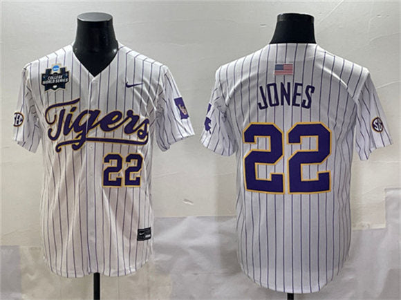 Jared Jones LSU Tigers white jersey