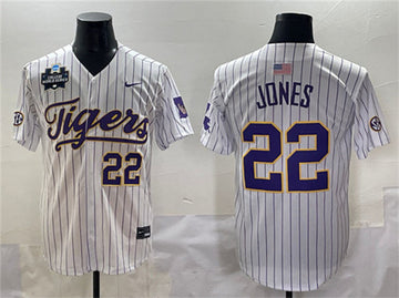 Jared Jones LSU Tigers white jersey