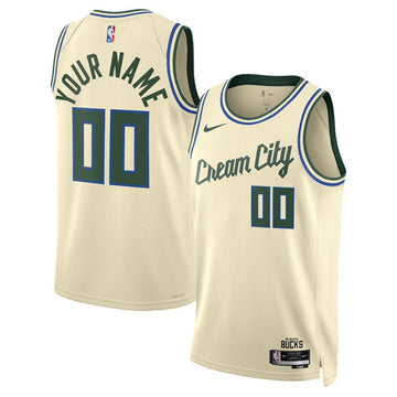 Custom Milwaukee Bucks cream City Edition jersey