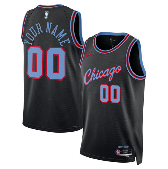 Custom Chicago Bulls black City Edition jersey