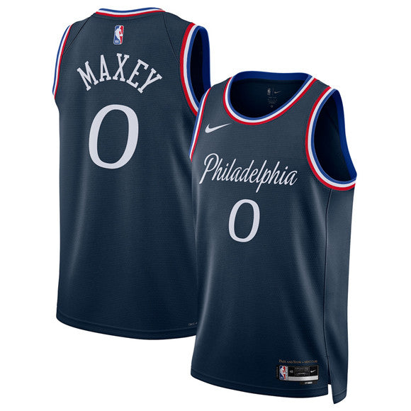 Tyrese Maxey Philadelphia 76ers navy City Edition jersey