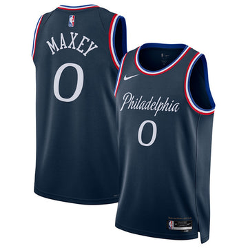 Tyrese Maxey Philadelphia 76ers navy City Edition jersey