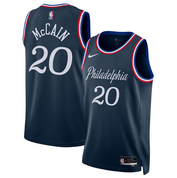 Jared McCain Philadelphia 76ers navy City Edition jersey