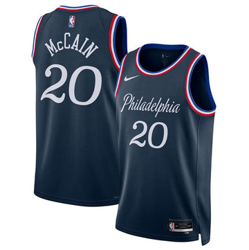 Jared McCain Philadelphia 76ers navy City Edition jersey