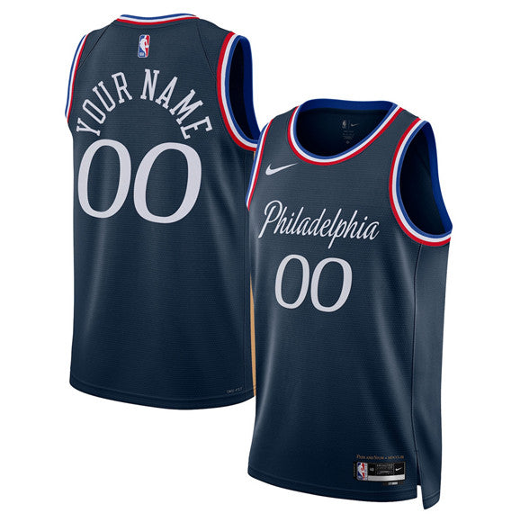 Custom Philadelphia 76ers navy City Edition jersey