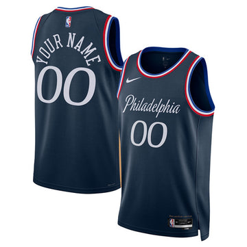 Custom Philadelphia 76ers navy City Edition jersey