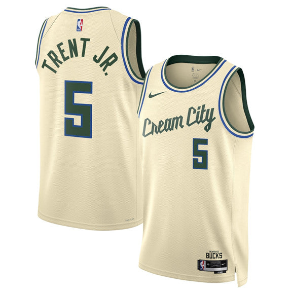 Gary Trent Jr Milwaukee Bucks cream City Edition jersey