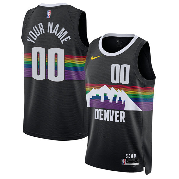 Custom Denver Nuggets black City Edition jersey