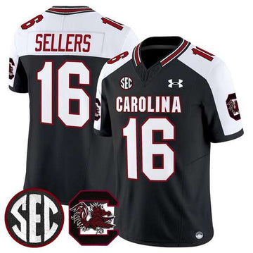 LaNorris Sellers South Carolina Gamecocks black-white FUSE jersey