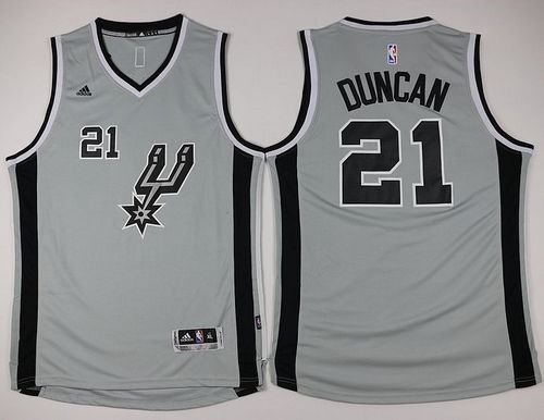 Tim Duncan San Antonio Spurs grey jersey