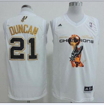 Tim Duncan San Antonio Spurs white jersey