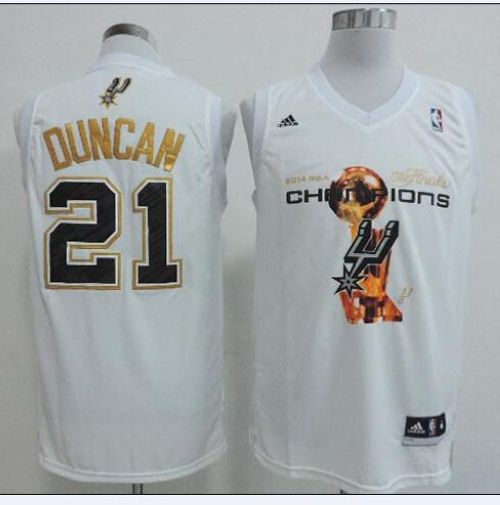 Tim Duncan San Antonio Spurs white jersey