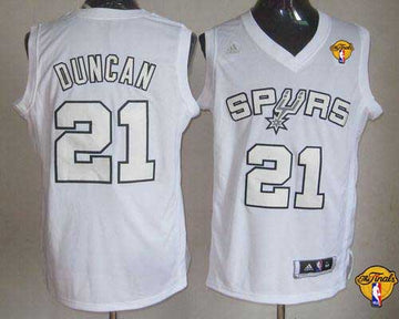Tim Duncan San Antonio Spurs white jersey