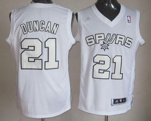 Tim Duncan San Antonio Spurs white jersey