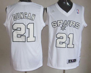 Tim Duncan San Antonio Spurs white jersey