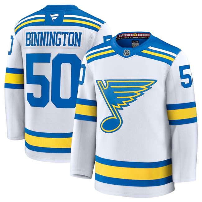Jordan Binnington St. Louis Blues white Away jersey