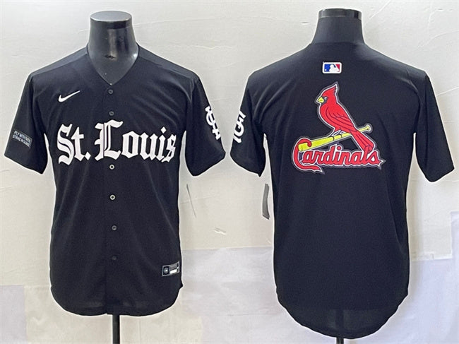 Team Big Logo St. Louis Cardinals black jersey