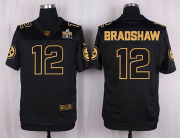 Terry Bradshaw Pittsburgh Steelers black Gold Collection jersey
