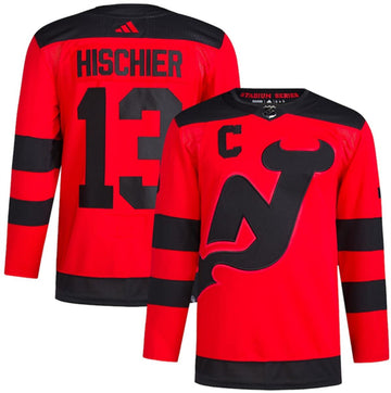 Nico Hischier New Jersey Devils red Stadium Series jersey
