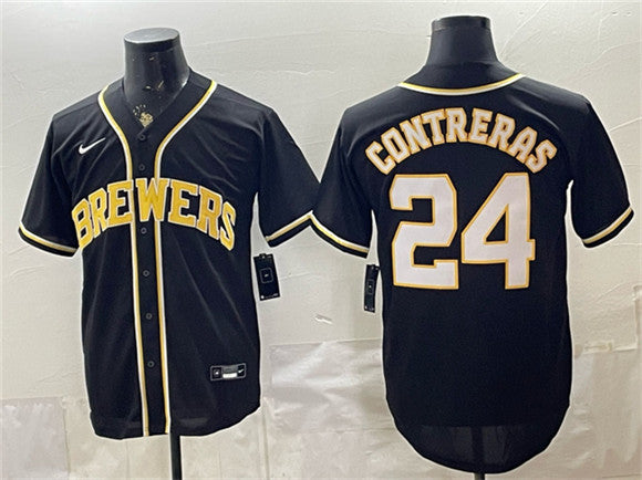 William Contreras Milwaukee Brewers black Fashion jersey