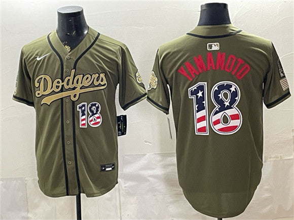 Yoshinobu Yamamoto Los Angeles Dodgers olive jersey