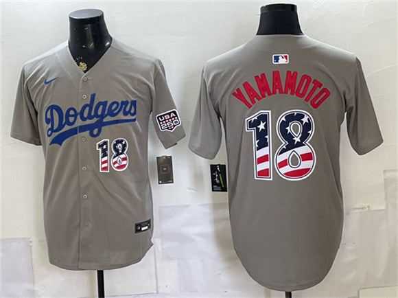 Yoshinobu Yamamoto Los Angeles Dodgers gray jersey
