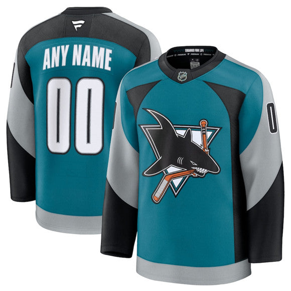 Custom San Jose Sharks teal Alternate jersey
